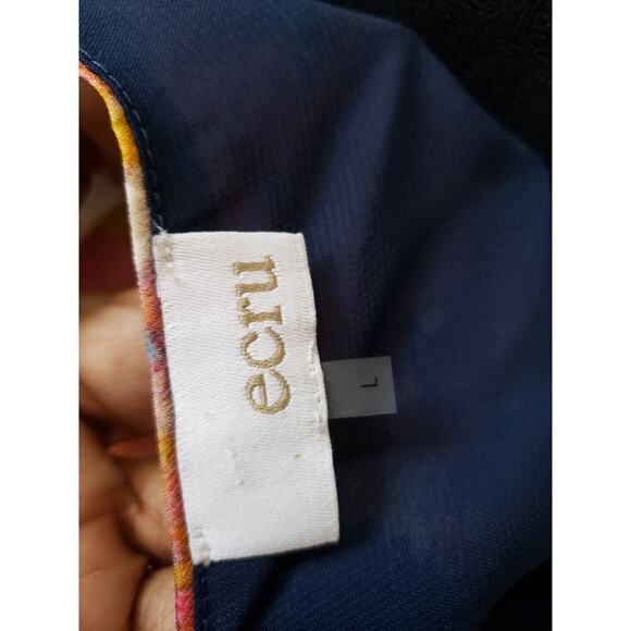 Women's Ecru Floral Print Square Neck Long Sleeve Top Size L Pullover Outdoor - Picture 9 of 12